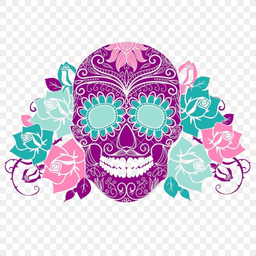 Skull Graphic Design Text Day Of The Dead Illustration, PNG, 1024x1024px, Skull, Art, Bone, Day Of The Dead, Death Download Free