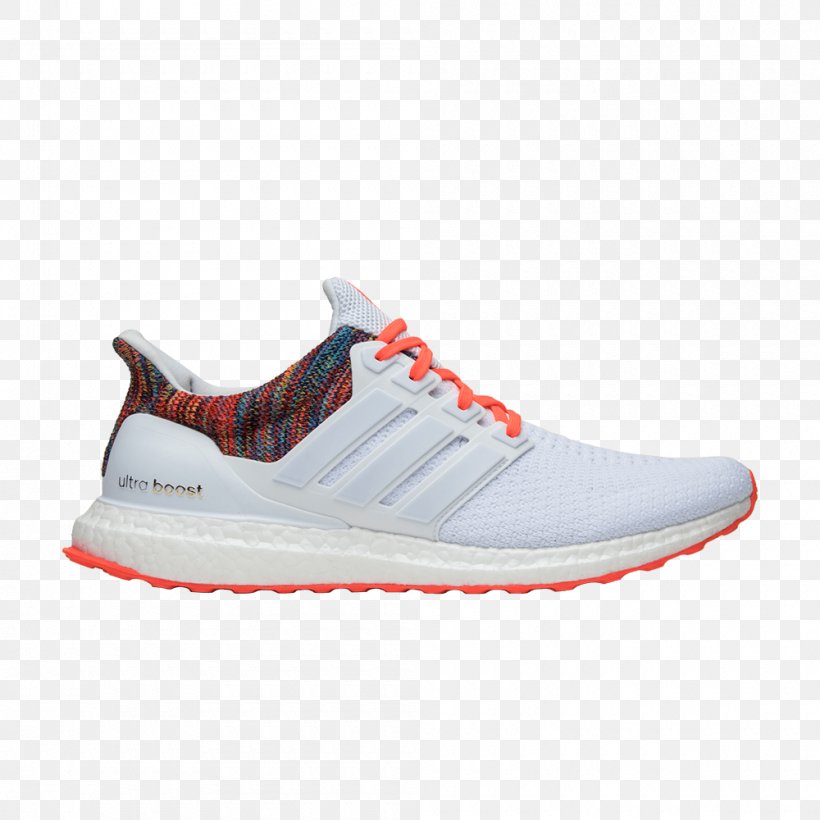 white adidas ultra boost with rainbow