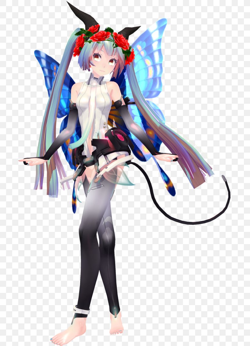 Hatsune Miku Demon MikuMikuDance Angel Fairy, PNG, 705x1134px, Watercolor, Cartoon, Flower, Frame, Heart Download Free