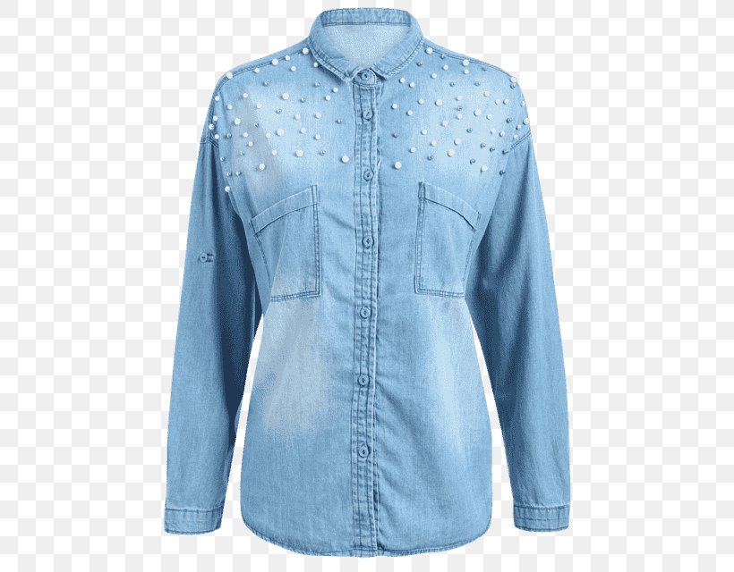 T-shirt Blouse Pocket Denim Jacket, PNG, 480x640px, Tshirt, Blouse, Blue, Bluza, Button Download Free