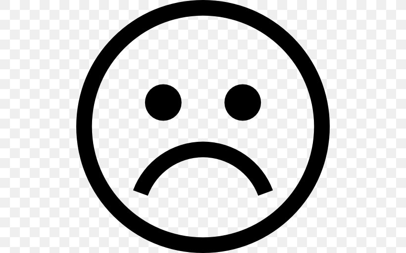 Emoticon Smiley Sadness Clip Art, PNG, 512x512px, Emoticon, Area, Black And White, Emoji, Emotion Download Free