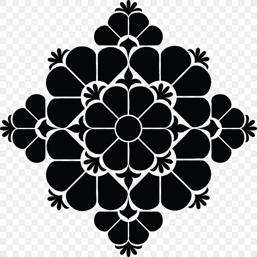 Symmetry White Black M Pattern, PNG, 1200x1200px, Symmetry, Black, Black And White, Black M, Flora Download Free