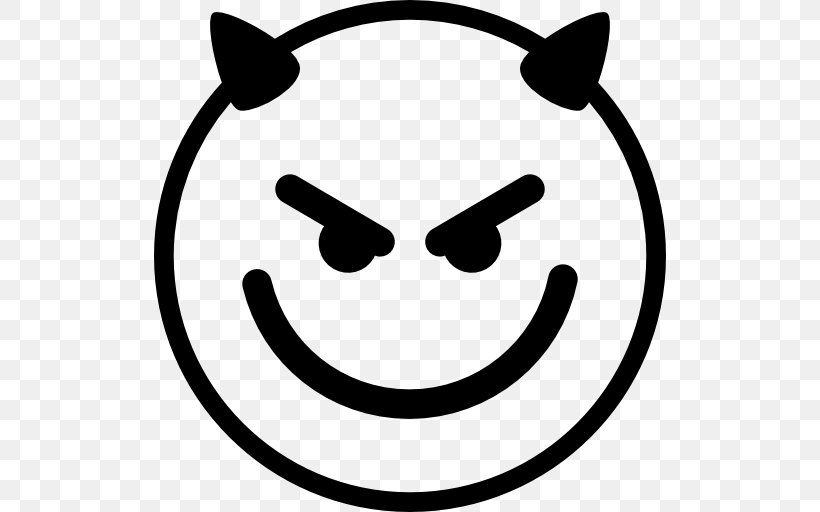 Devil Smiley Emoticon Satan, PNG, 512x512px, Devil, Black, Black And White, Demon, Emoji Download Free