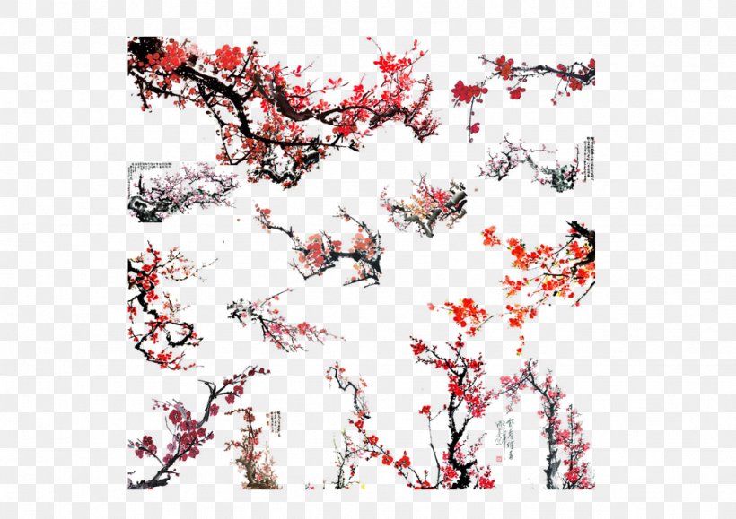 Ink Wash Painting Chinoiserie, PNG, 1024x724px, Ink Wash Painting, Art, Blossom, Branch, Cherry Blossom Download Free