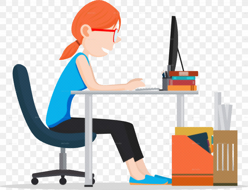 Sitting Cartoon Desk Furniture Office Chair, PNG, 2844x2184px, Sitting, Cartoon, Computer Desk, Desk, Furniture Download Free
