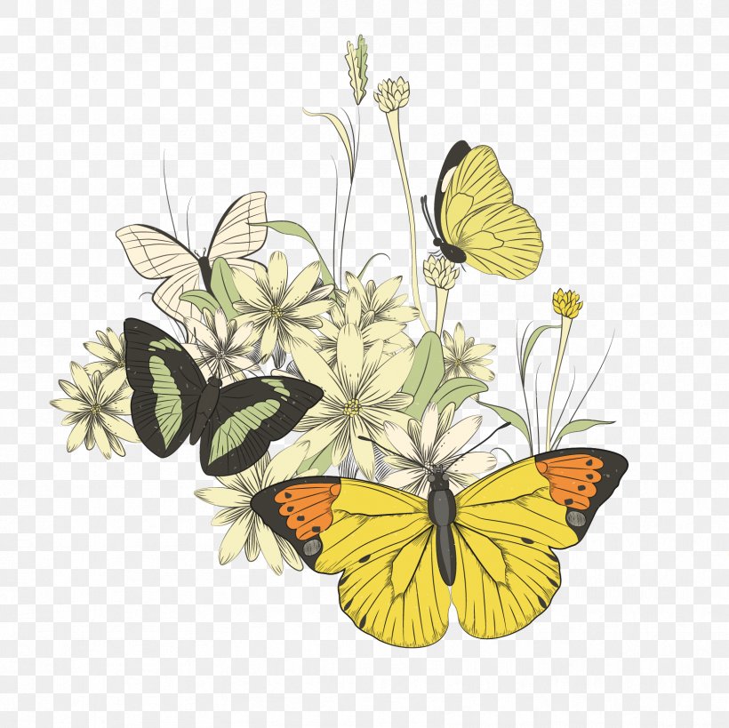 Monarch Butterfly Illustration, PNG, 1663x1662px, Butterfly, Arthropod, Brush Footed Butterfly, Butterflies And Moths, Flora Download Free