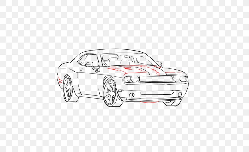 Compact Car Dodge Challenger Sketch, PNG, 500x500px, Car, Artwork, Automotive Design, Automotive Exterior, Black And White Download Free