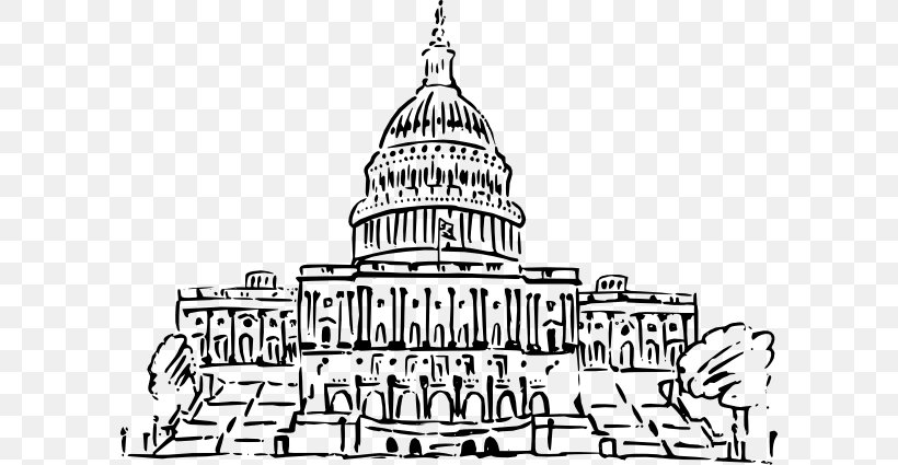 United States Capitol Florida State Capitol Building United States Congress Clip Art, PNG, 600x425px, United States Capitol, Black And White, Brand, Building, Drawing Download Free