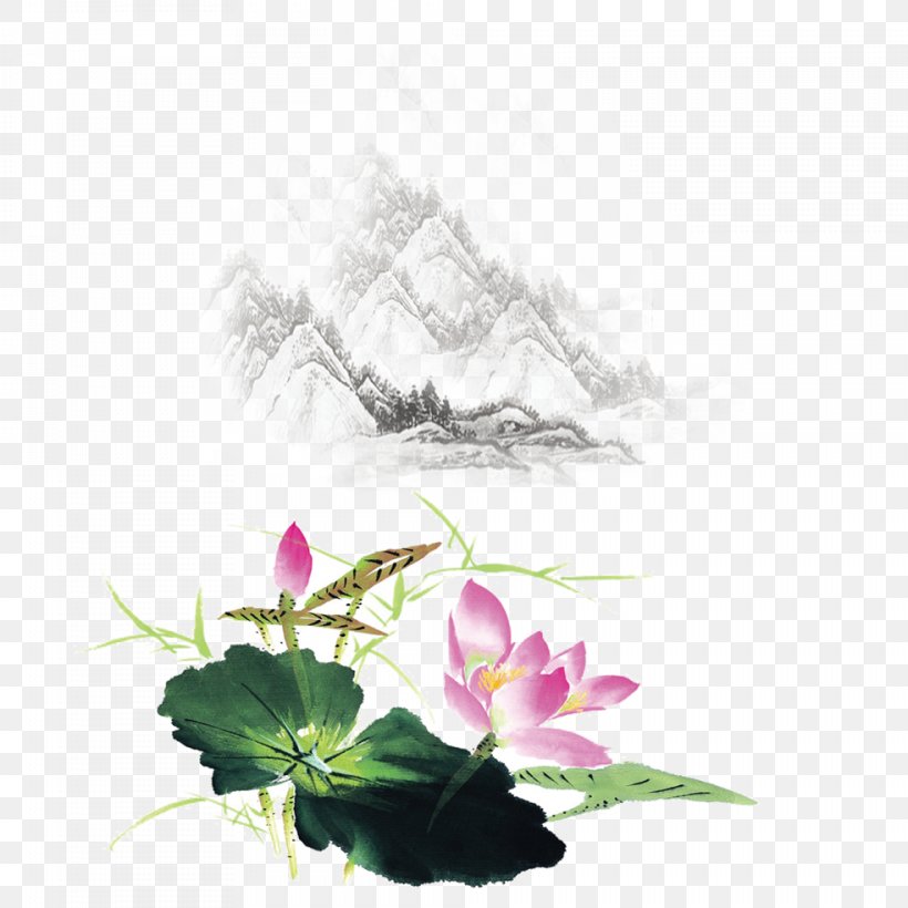 Jing County, Anhui Ink Wash Painting Nelumbo Nucifera, PNG, 984x984px, Jing County Anhui, Art, Artificial Flower, Branch, Calligraphy Download Free