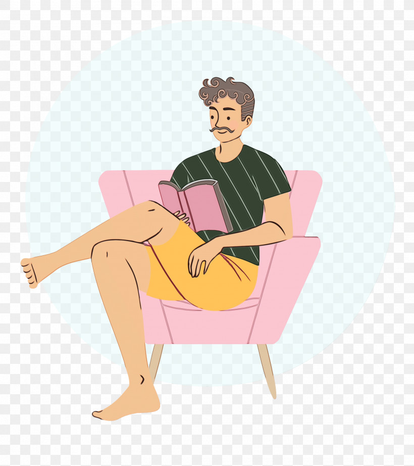 Cartoon Sitting Chair Meter Behavior, PNG, 2222x2500px, Reading Book, Behavior, Cartoon, Chair, Free Time Download Free