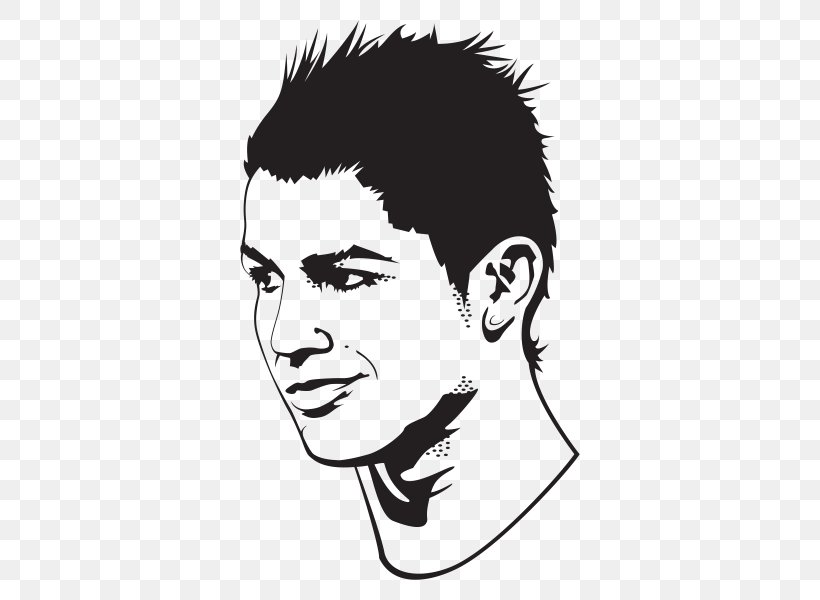 Cristiano Ronaldo Real Madrid C.F. Portugal National Football Team Football Player, PNG, 600x600px, 2018 World Cup, Cristiano Ronaldo, Art, Black And White, Black Hair Download Free