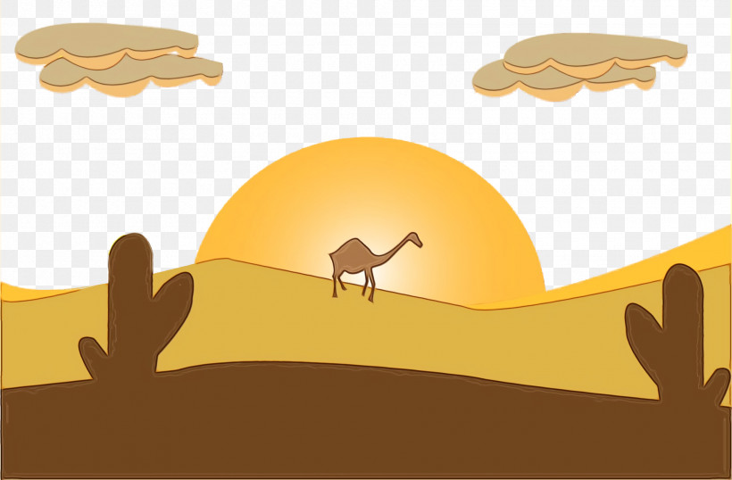 Camels Cartoon Landscape Ecoregion Yellow, PNG, 1920x1260px, Watercolor, Camels, Cartoon, Computer, Ecoregion Download Free