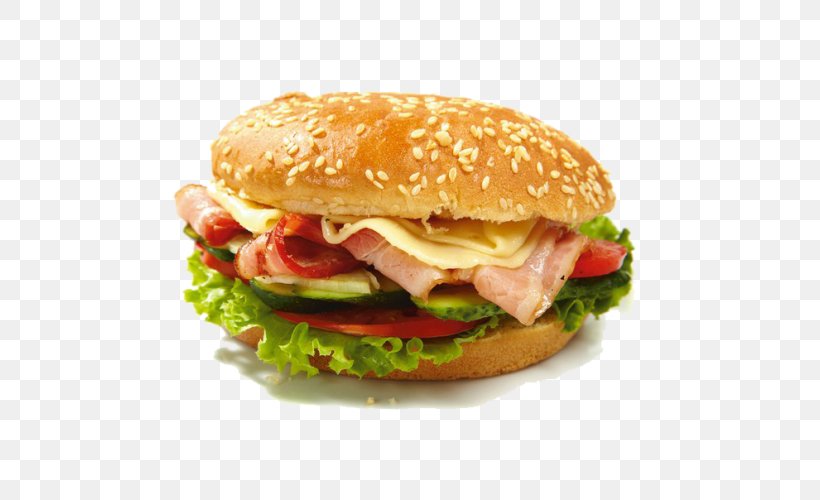 Hamburger Chicken Sandwich Bacon Caesar Salad Guacamole, PNG, 500x500px, Hamburger, American Food, Bacon, Bacon Sandwich, Beef Download Free