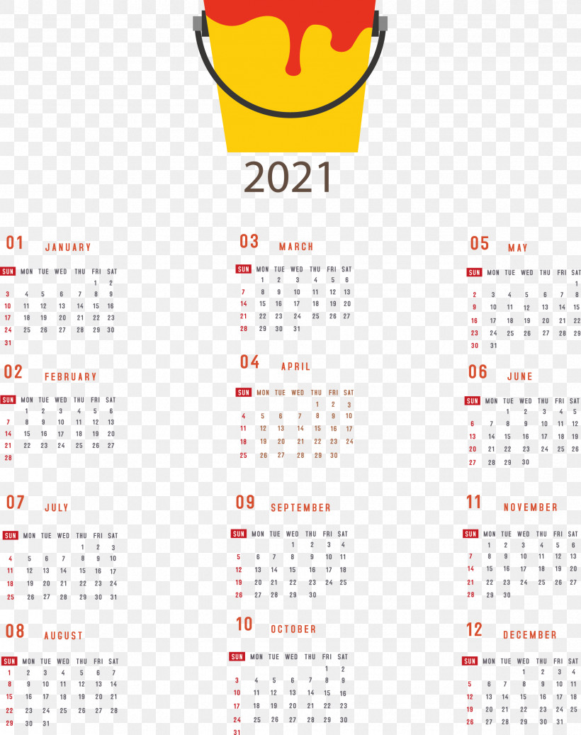 Printable 2021 Yearly Calendar 2021 Yearly Calendar, PNG, 2370x3000px, 2021 Yearly Calendar, Annual Calendar, Calendar System, December, Drawing Download Free