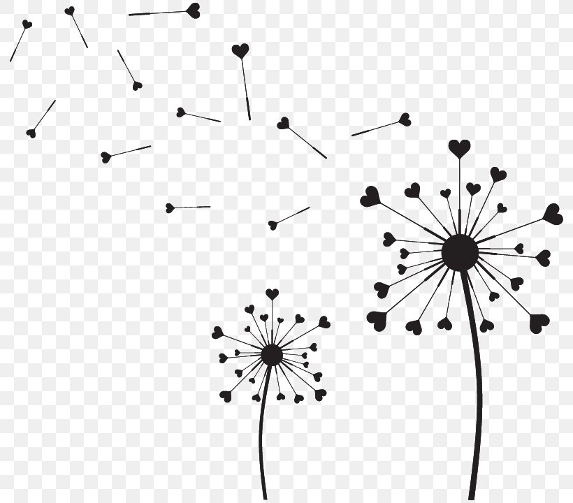 Common Dandelion Image Silhouette Drawing Petal, PNG, 800x720px, Common Dandelion, Black, Black And White, Branch, Dandelion Download Free