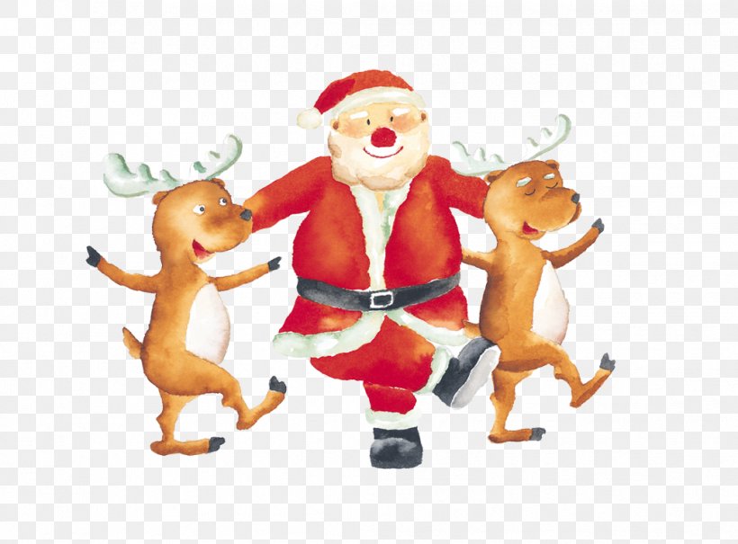 Santa Claus Reindeer Christmas Illustration, PNG, 1034x764px, Santa Claus, Art, Christmas, Christmas Ornament, Deer Download Free