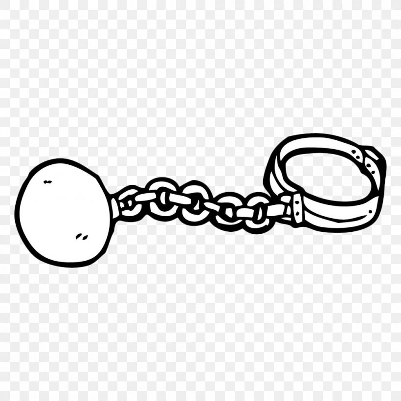Ball And Chain Cartoon Clip Art, PNG, 1000x1000px, Ball And Chain, Area, Black, Black And White, Body Jewelry Download Free