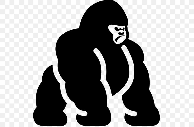 Gorilla Clip Art, PNG, 540x540px, Gorilla, Black, Black And White, Fictional Character, Great Ape Download Free