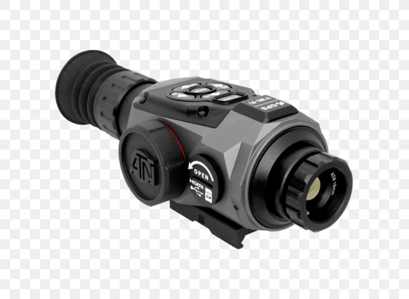 Thermal Weapon Sight Telescopic Sight American Technologies Network Corporation High-definition Video Night Vision, PNG, 600x600px, Thermal Weapon Sight, Binoculars, Display Resolution, Eye Relief, Hardware Download Free