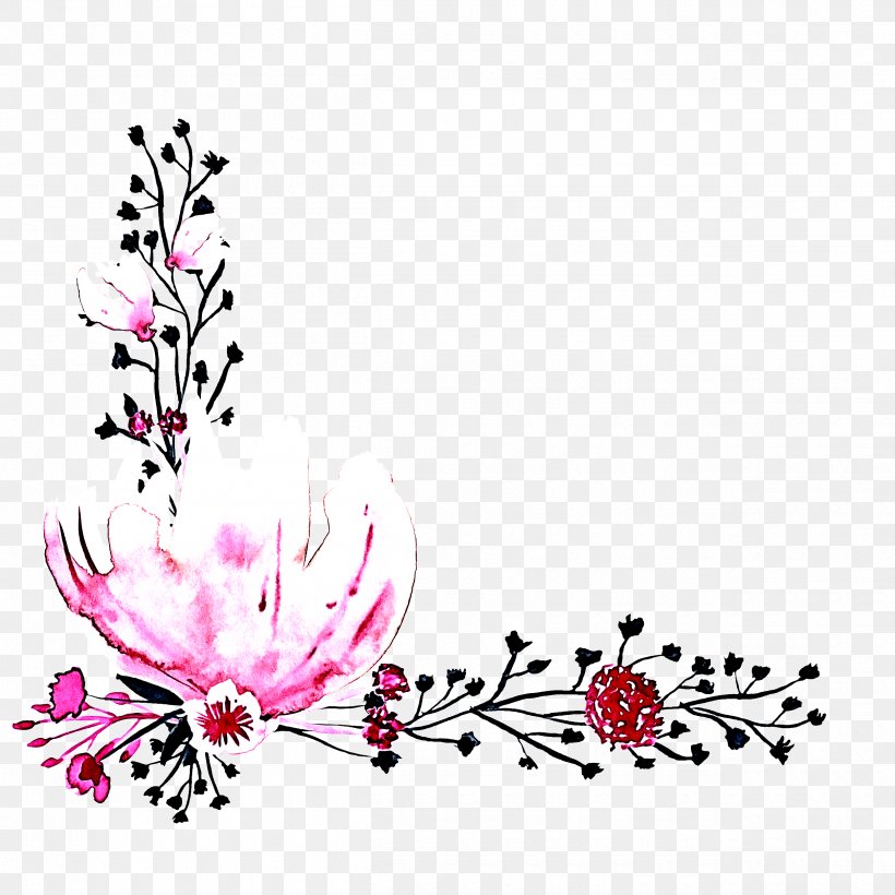 Pink Plant Flower Pedicel Clip Art, PNG, 2500x2500px, Pink, Flower, Ornament, Pedicel, Petal Download Free