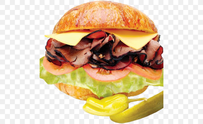 Cheeseburger Ham And Cheese Sandwich Roast Beef Sandwich Breakfast Sandwich, PNG, 500x500px, Cheeseburger, American Food, Baguette, Breakfast Sandwich, Buffalo Burger Download Free