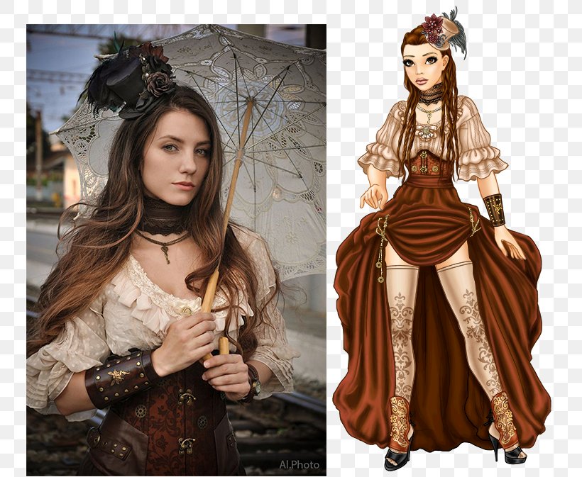 Costume Design Clothing Steampunk Fashion, PNG, 748x673px, Watercolor, Cartoon, Flower, Frame, Heart Download Free