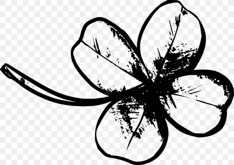 White Clover Four-leaf Clover Red Clover Drawing Shamrock, PNG, 960x677px, White Clover, Artwork, Black And White, Branch, Butterfly Download Free