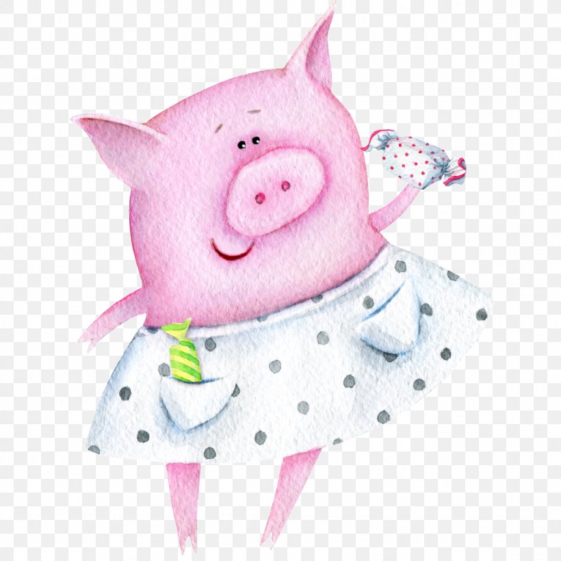 Domestic Pig Illustration Bacon Image, PNG, 1024x1024px, Pig, Bacon, Candy, Domestic Pig, Drawing Download Free