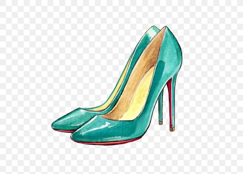 Shoe Fashion Illustration High-heeled Footwear Drawing Illustration, PNG, 564x587px, Shoe, Aqua, Art, Basic Pump, Christian Louboutin Download Free