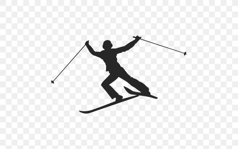 Ski Poles Skiing Silhouette Sport Skier, PNG, 512x512px, Ski Poles, Balance, Baseball Equipment, Crosscountry Skiing, Drawing Download Free