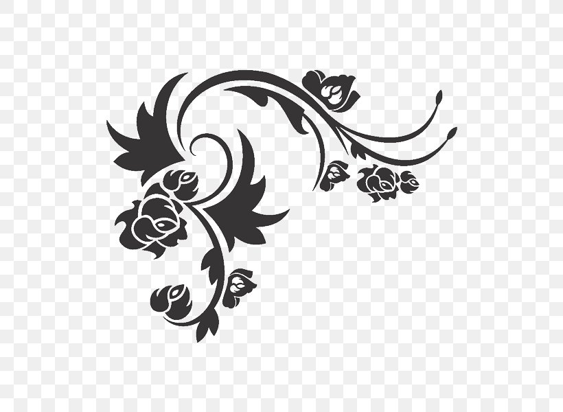 Motif Wall Decal Sticker Flower Design, PNG, 600x600px, Motif, Art, Black And White, Carnivoran, Decal Download Free