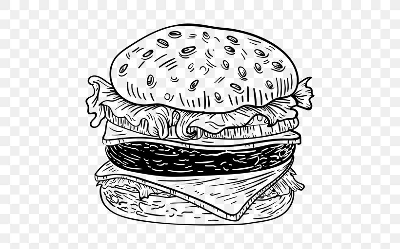 Hamburger Paellera Vector Graphics Illustration Drawing, PNG, 512x512px, Hamburger, Blackandwhite, Coloring Book, Doodle, Drawing Download Free