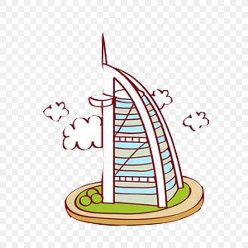 Burj Al Arab Hotel Illustration, PNG, 1000x1000px, Burj Al Arab, Architecture, Area, Artificial Island, Drawing Download Free