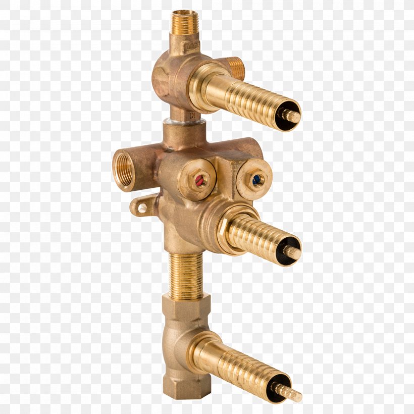 Brass Thermostatic Mixing Valve Plumbing Four-way Valve, PNG, 2000x2000px, Brass, Fourway Valve, Handle, Hardware, Inch Download Free