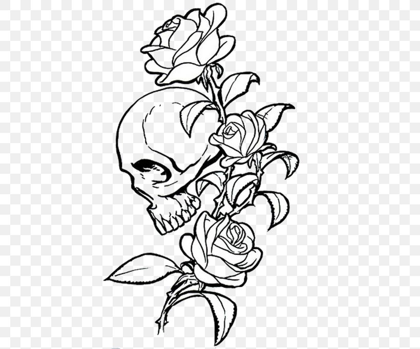 Human Skull Symbolism Rose Calavera Drawing, PNG, 427x683px, Skull, Arm, Art, Artwork, Black Download Free