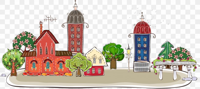 Cartoon City Building Clip Art, PNG, 7449x3348px, Cartoon, Area, Building, Christmas, Christmas Decoration Download Free