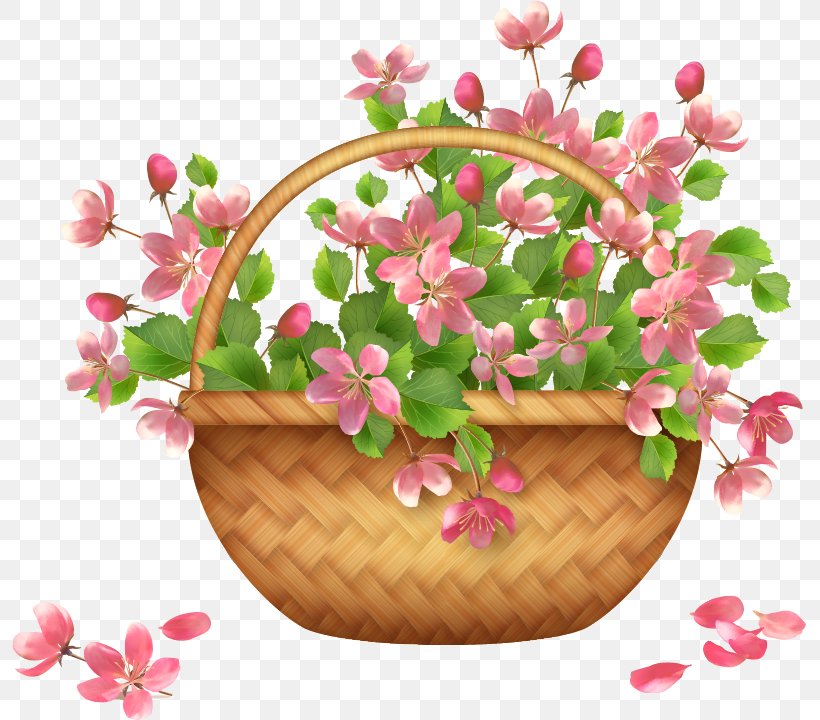 Basket Flower Clip Art, PNG, 796x720px, Basket, Blossom, Cherry Blossom, Easter Basket, Floral Design Download Free