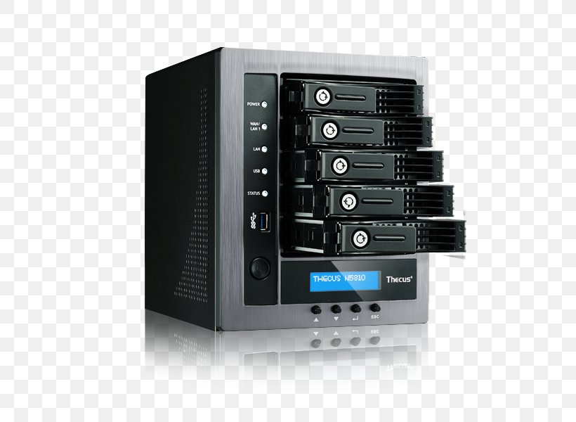 Network Attached Storage N5810PRO Thecus Network Storage Systems Network Attached Storage N2810PRO Hard Drives, PNG, 600x600px, Thecus, Audio Receiver, Celeron, Computer, Computer Case Download Free