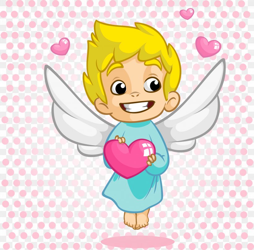 Cupid Angel Valentines Day Illustration, PNG, 4941x4860px, Watercolor, Cartoon, Flower, Frame, Heart Download Free