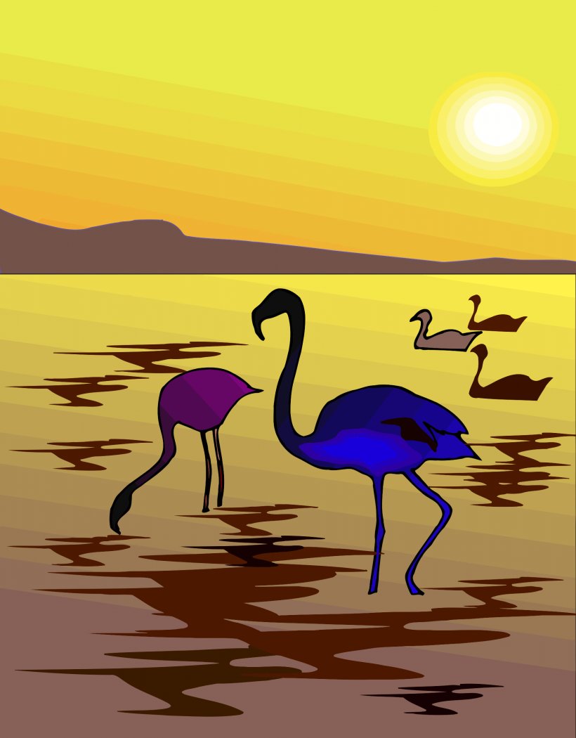 Desktop Wallpaper Sunset Flamingo Clip Art, PNG, 1874x2400px, Sunset, Art, Beak, Bird, Crane Download Free