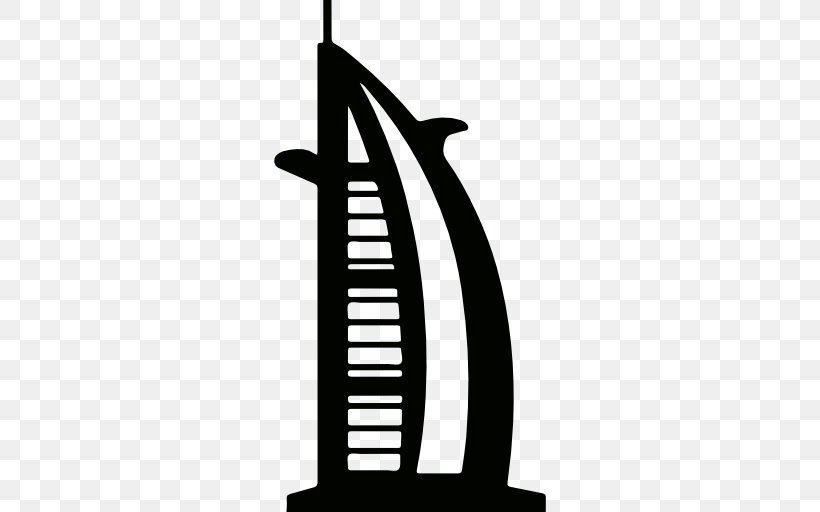 Burj Al Arab Burj Khalifa Hotel, PNG, 512x512px, Burj Al Arab, Black And White, Building, Burj Khalifa, Dubai Download Free