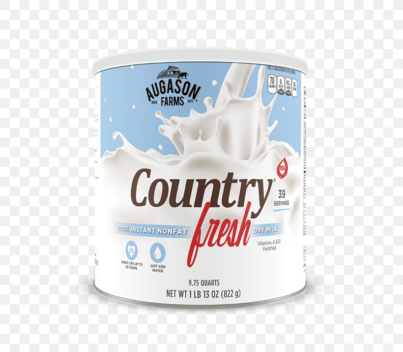 Augason Farms Country Fresh 100% Real Instant Milk Powdered Milk Food Skimmed Milk, PNG, 543x717px, Milk, Cream, Dairy Product, Drink, Egg Download Free