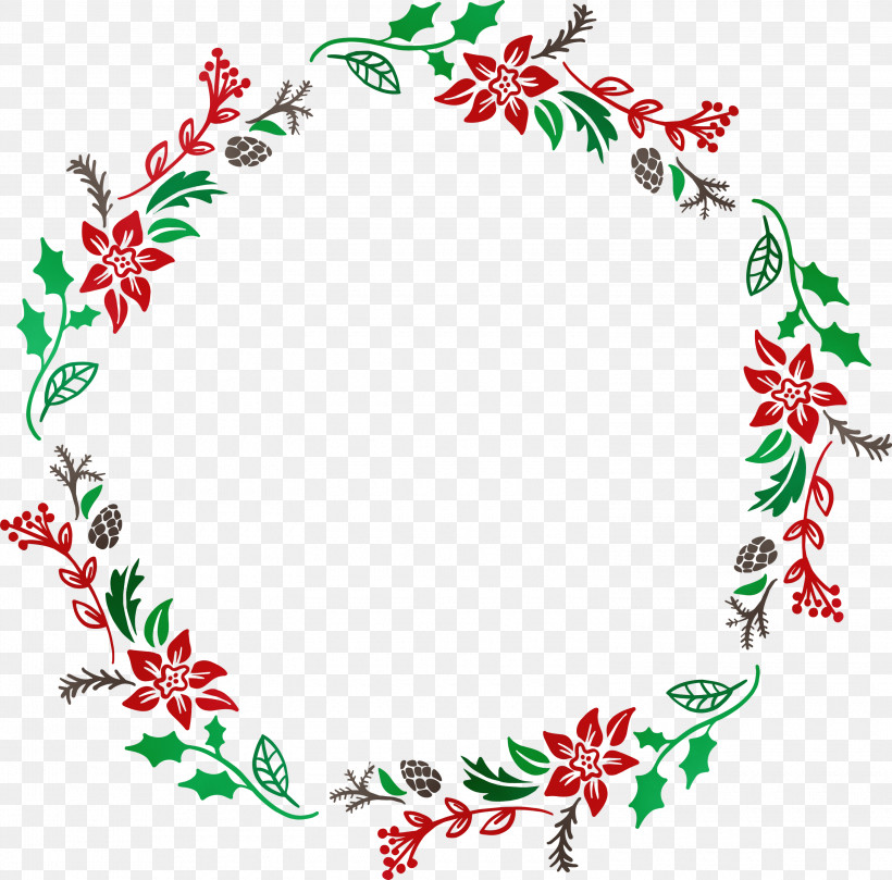 Christmas Decoration, PNG, 3000x2963px, Christmas Frame, Christmas Decoration, Floral Frame, Flower Frame, Holly Download Free