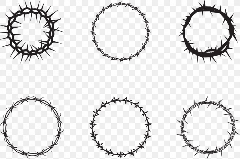 Crown Of Thorns Thorns, Spines, And Prickles Euclidean Vector, PNG, 986x653px, Thorncrown Chapel, Auto Part, Bicycle Wheel, Black And White, Body Jewelry Download Free
