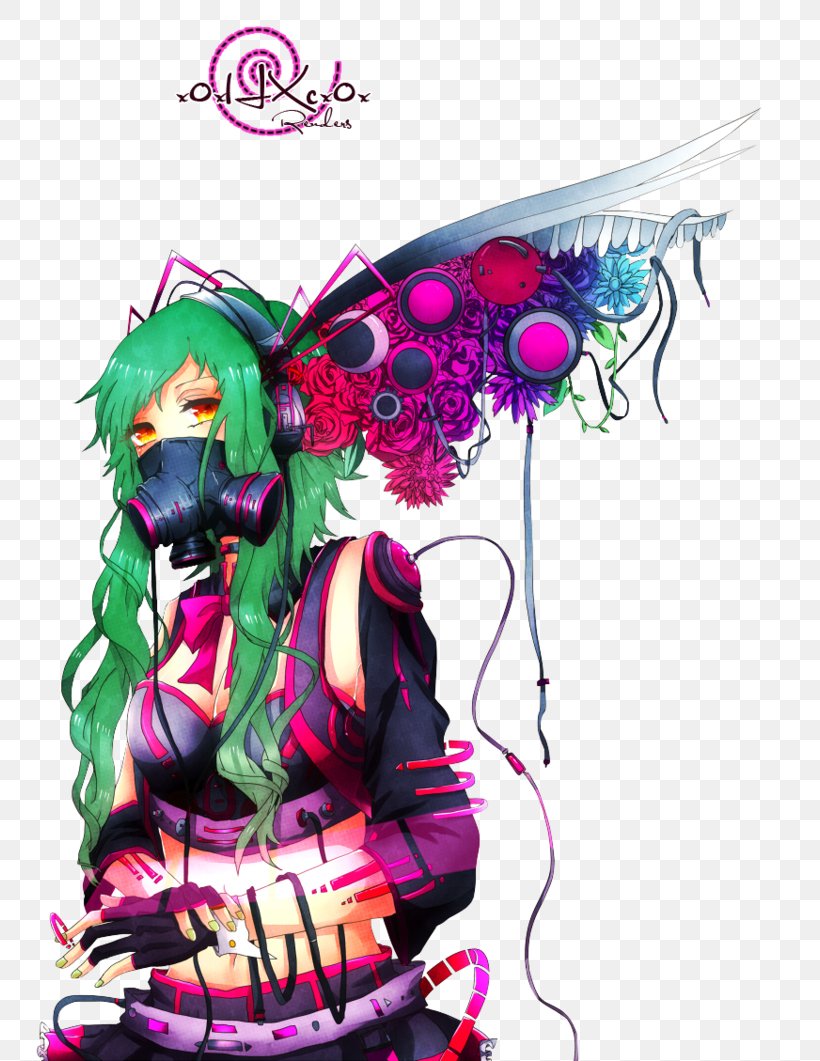 Gas Mask Megpoid Vocaloid, PNG, 752x1061px, Watercolor, Cartoon, Flower, Frame, Heart Download Free