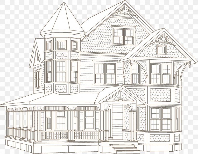 House Architecture Property Facade Sketch, PNG, 2739x2144px, House, Architecture, Artwork, Black And White, Building Download Free