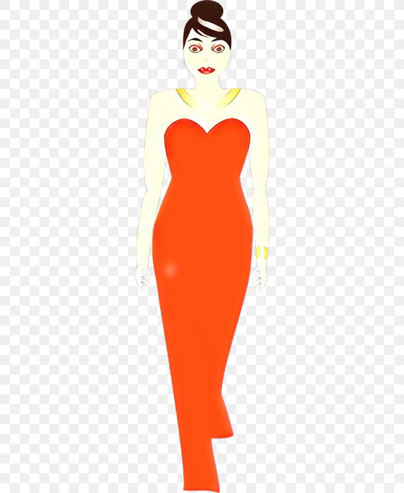 Orange, PNG, 500x1000px, Cartoon, Clothing, Cocktail Dress, Day Dress, Dress Download Free