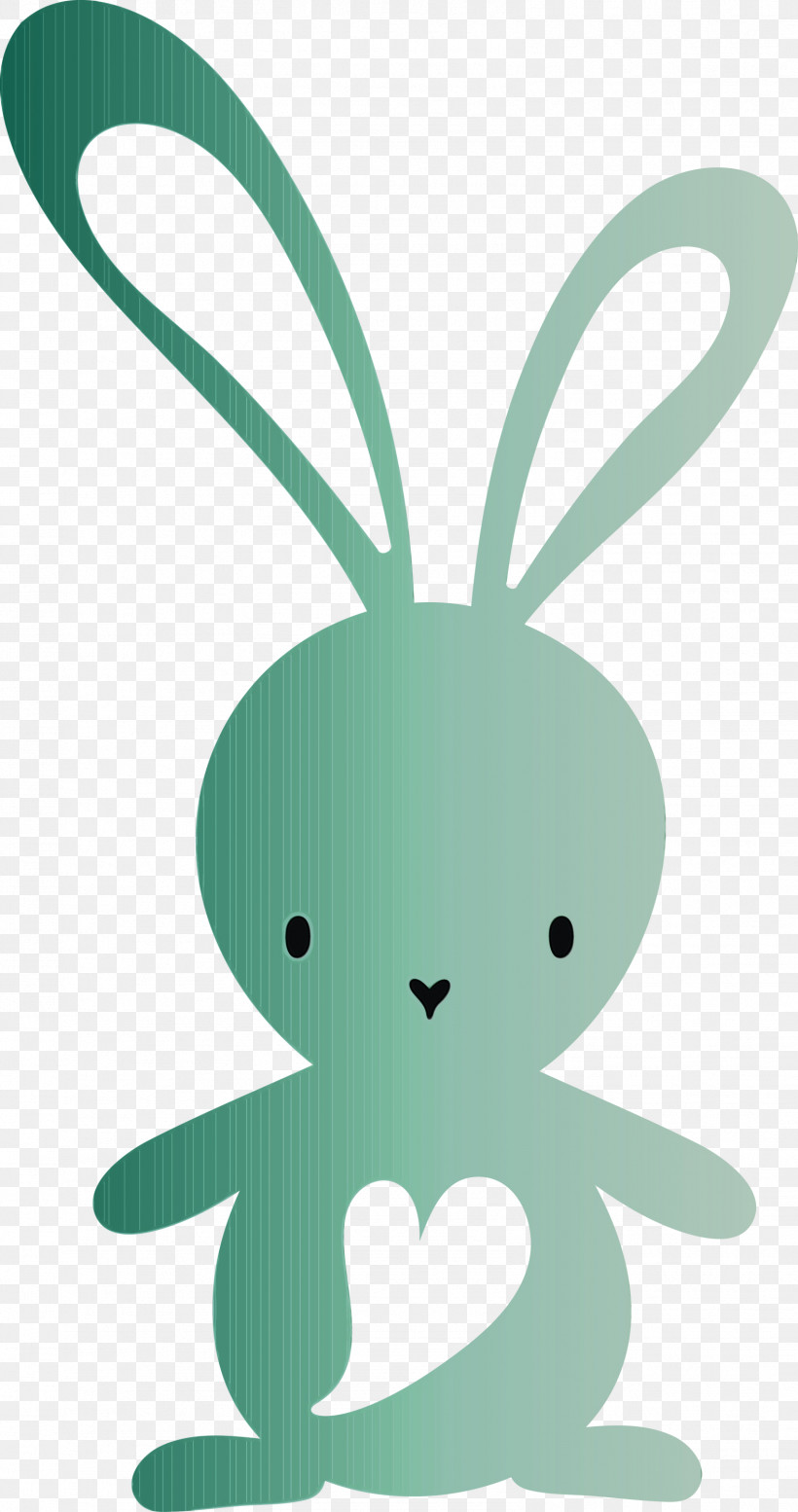 Green Cartoon Turquoise Animal Figure Rabbit, PNG, 1582x3000px, Cute Easter Bunny, Animal Figure, Cartoon, Easter Day, Green Download Free