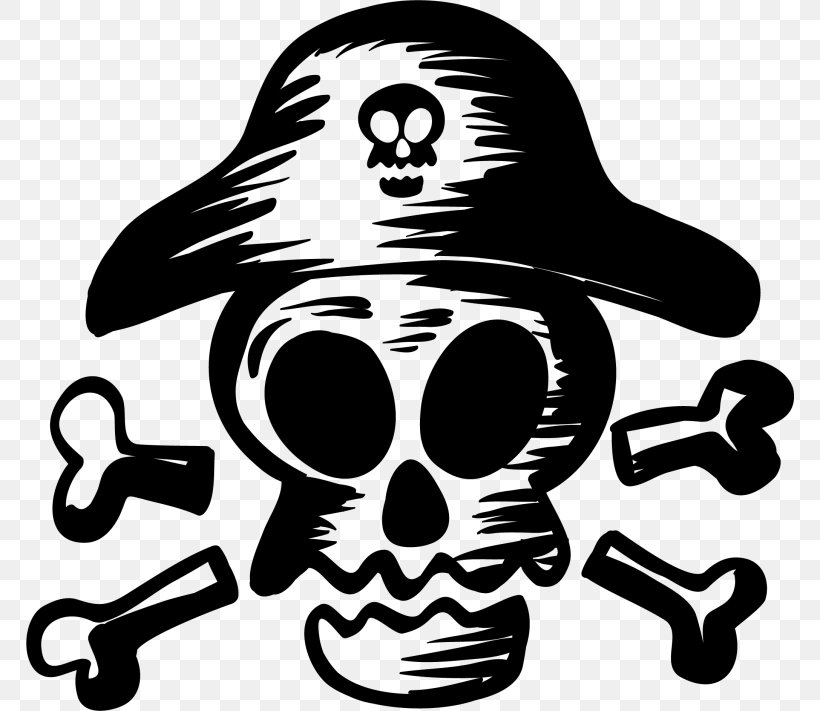 Piracy Skull Royalty-free, PNG, 768x711px, Piracy, Artwork, Black And White, Bone, Fictional Character Download Free
