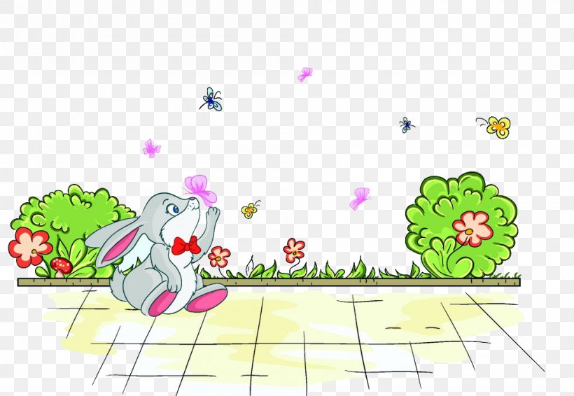 Cartoon Rabbit Illustration, PNG, 1000x691px, Watercolor, Cartoon, Flower, Frame, Heart Download Free